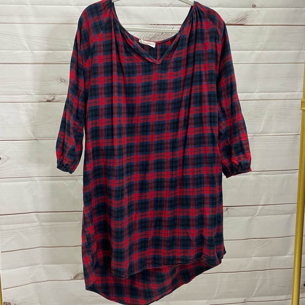Peach Love California plaid shirt dress